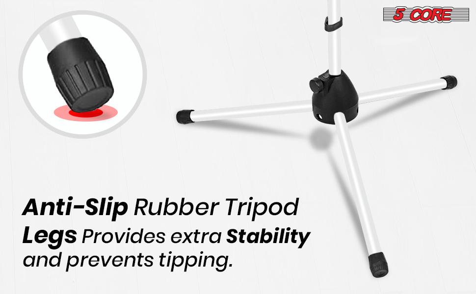 5 Core Tripod Mic Stand Floor Adjustable 18 to 72 Inches Sturdy Boom Arm Holder Microphone Stands Pedestal Para Microfono for Singing MS 080 WH