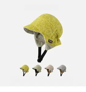 Winter Outdoor Cycling Cold-Proof Ear Protection Hat with Fleece Lining Retro Skiing Flying Hat Turn-Up Lei Feng Hat for Couples