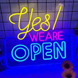 Open Neon Sign for Wall Decor, Yes We Are Open Led Signs, Dimmable USB Powered Neon Light Sign for Business, Coffee Shop, Bar Pub, Bakery, Hotel, Store