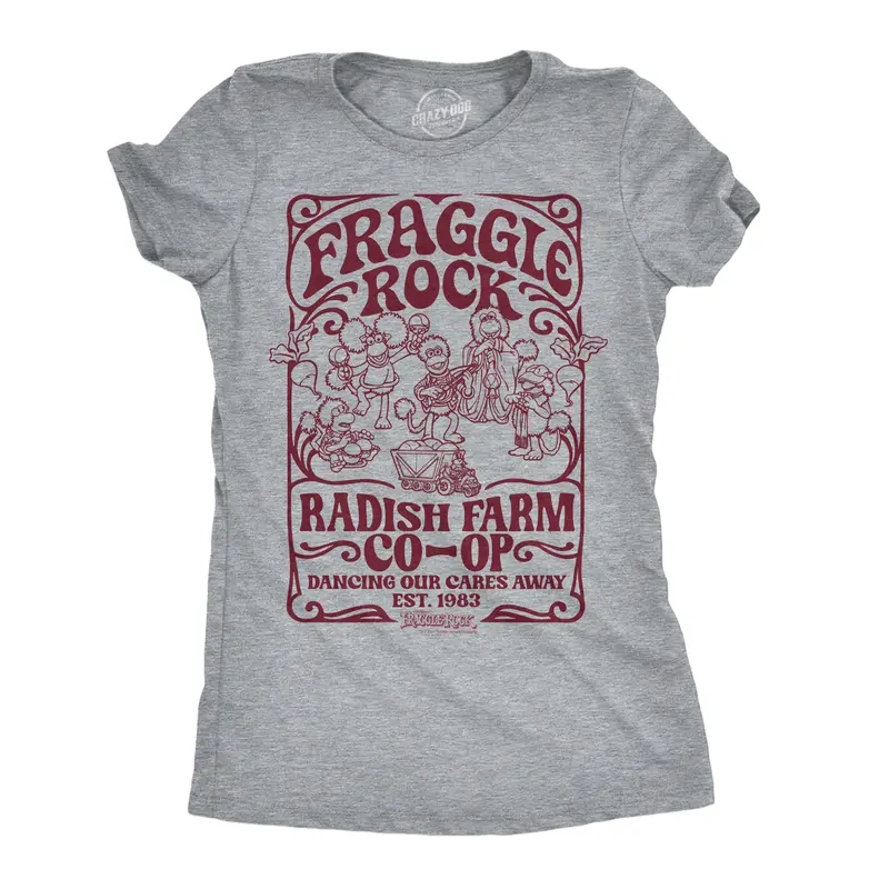 Funny Fraggle Rock T-Shirts for Women - Cute Jim Henson's Licensed Vintage Ladies Tees Funny Womens T Shirts Cute Vintage Fashion Casual Ladies T-Shirt Gift Funny Movie Top Women's Novelty Tees