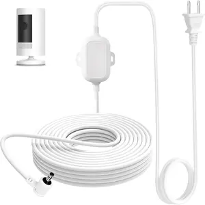 30ft Power Adapter Compatible with Ring Stick Up Cam /Plug-in (3rd Gen), Weatherproof Charger for Reliable Indoor and Outdoor Use, White