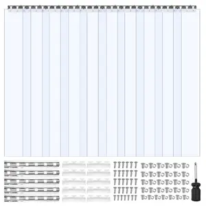 VEVOR Clear PVC Strip Curtain, 96 in Heightx 60 in Widthx 0.08 in Thickness, 10 PCS Walk in Freezer Cooler Curtain Strips, Smooth Waterproof Plastic Door Strips for Warehouse, Freezer, Garage Doors