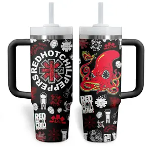 RHCP 40oz Tumbler With Handle – Insulated Music Cup, Stainless Steel Travel Mug, Gift for Fans