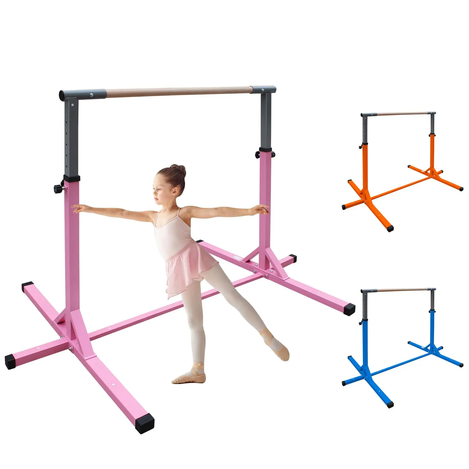 Gymnastics Bar for Kids, Adjustable Height Gymnastic Horizontal Bars, Junior Training Bar for Home - Steady Steel Construction, Anti-Slip, Easy to Assemble