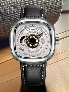 Men's Business Fashion Square Dial Mechanical Watch, Fashion Watch for Party, Daily Clothing Decor, Trendy All-match & Exquisite Watch for Birthday Gift with Box