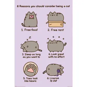 Office Living Room Home Decor. Pusheen Poster. Reasons To Be A Cat. A great gift ideas. No frame.