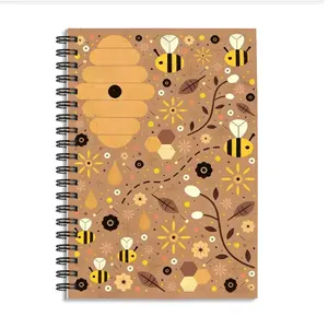 1 piece, 8.3*5.5 inches, cute bee and beehive spiral notebook - mini bee-themed planner journal with beehive pattern, suitable for teachers, school supplies, beekeeping gifts
