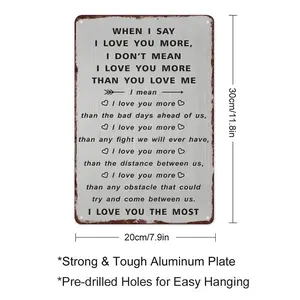 12x8 inch Metal Tin Sign When I Say I Love You More  I Love You Gifts for Him Her, Anniversary Cards Gift for Men Husband, Sentimental Long Distance Presents ideal valentine