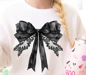 Tshirt Halloween Coquette bow png , Retro halloween png,Tshirt Gothic bat png, trending png, black bow png, soft girl png, Gothic png