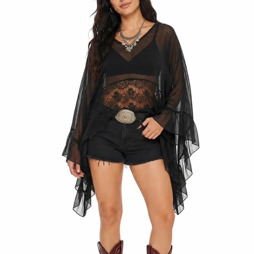 Women's V Neck Poncho Tops Batwing Sleeve Solid Color Loose Fit T-Shirts Blouses top lili cute top for women