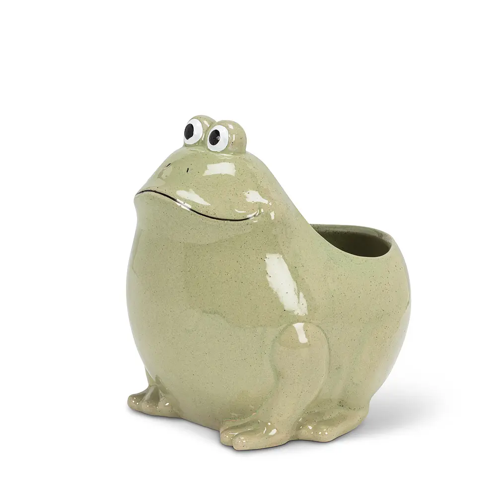 Abbott Collection AB-27-CRITTER-479 6.5 in. Sitting Frog Planter, Green - Large