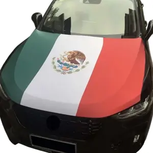 Mexican Flag Car Hood Cover 4 X 5ft Universal Fit Elastic Polyester Stretchable Design