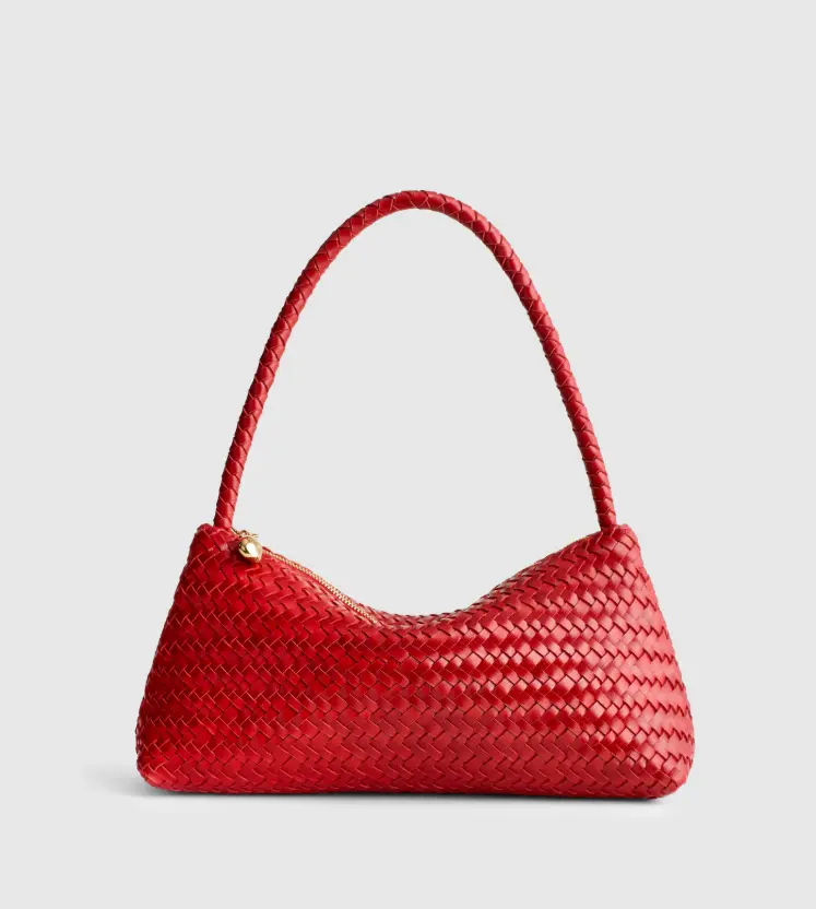Madewell The Signature Woven Mini Zip Shoulder Bag Genuine Leather Handwoven Purse