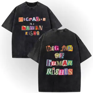 Vintage Wash Big Fan of Human Rights, Magazine Letters Equality Shirt, Political Protest Tee – 100% Cotton Double-Sided Print,  Inspirational Casual Wear # TikTokMadeMeBuyIt # GiftIdeas # GoodVibes