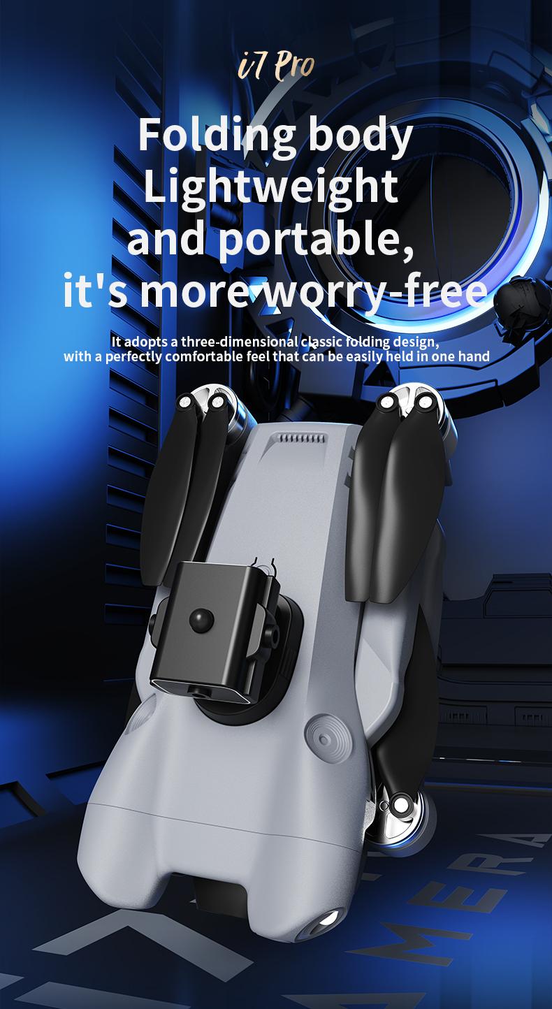 CJCMALL i7 PRO Brushless Drone with 4K HD Dual Camera, 4CH 2.4GHz Remote Control, Intelligent Obstacle Avoidance, Optical Flow Positioning, Foldable Design, 12 Minutes Flight Time