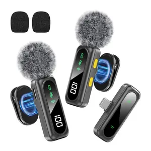 Professional Wireless Lavalier Microphone Plug and Play, with LED Power Display for Content Creators Recording, Live Streaming