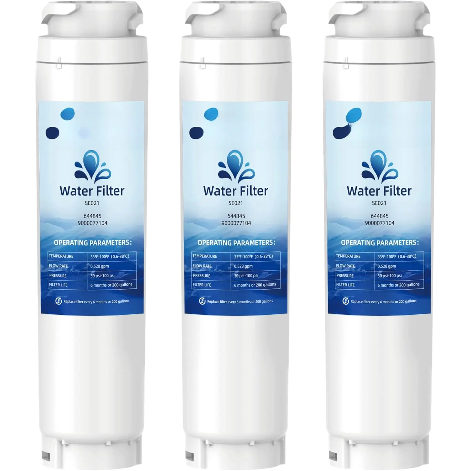 11034152 Water Filter Replacement Fit Bosch Thermador Ultra-Clarity 644845 REPLFLTR10 BORPLFTR10 9000-077104 9000194412 B26FT70SNS B22CS80SNS, Thermador 11028820 00740560, 3 Packs, Activated Carbon, 6 Months, Easy To Install