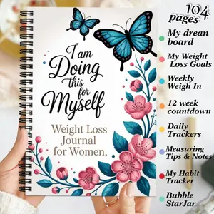 1. A weight loss plan fitness diary, suitable for beginners | Daily exercise plan, goal tracker and progress organizer, with floral butterfly design, diet monitoring and goal setting plan, suitable for family use, outdoor walking, body shaping - Ladies Sp