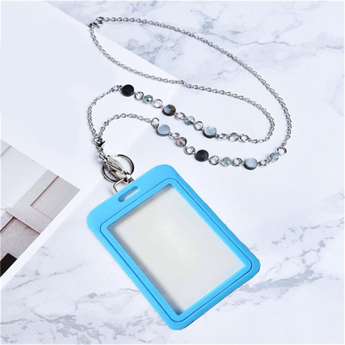 Women's Stainless Steel 86cm Work ID Card Lanyard - Multifunctional, Durable Commuting Style Necklace Sweater Chain Daily Costume Jewelry That Holds IDs