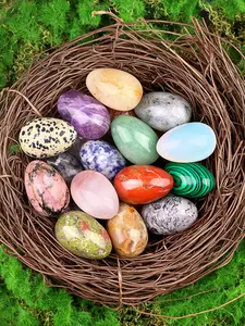 Natural Stone Crystal Gem Eggs, Polished Rolling Stones, Home Decor Healing Energy Easter Colorful Eggs, Craft Gift for Family and Friends
