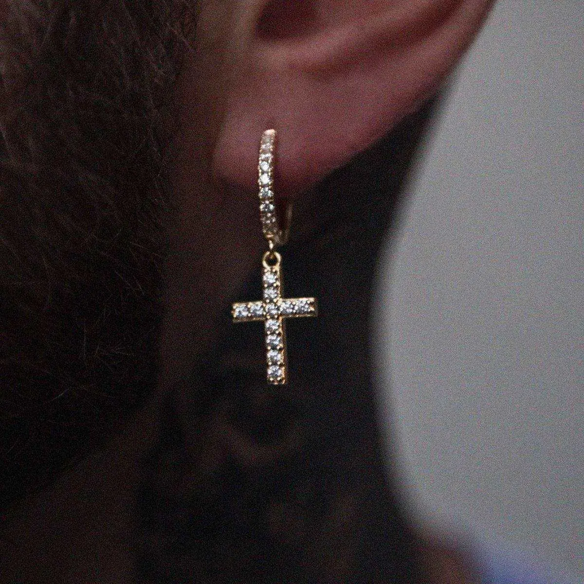 GLD Diamond Cross Hoop Earrings in Yellow Gold - Perfect Gift #tiktokshopsummersale