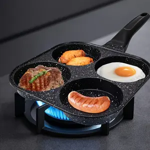 Cast Iron Egg Fryer & Non-Stick Skillet Set, Egg Frying Pan, Grill Pan, Four-In-One Small Cast Iron Pan, Suitable for Eggs, Burgers, Bacon, Dishwasher Safe, Home Kitchen