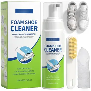 Shoe Cleaner, 6.76 Oz Sneaker Cleaner Kit with Brush & Towel, White Shoe Cleaner Removes Stain for Shoes, Suede, Boot