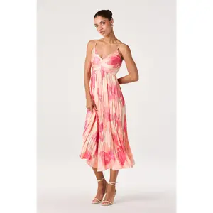 Maeve Pleated Satin Midi Dress