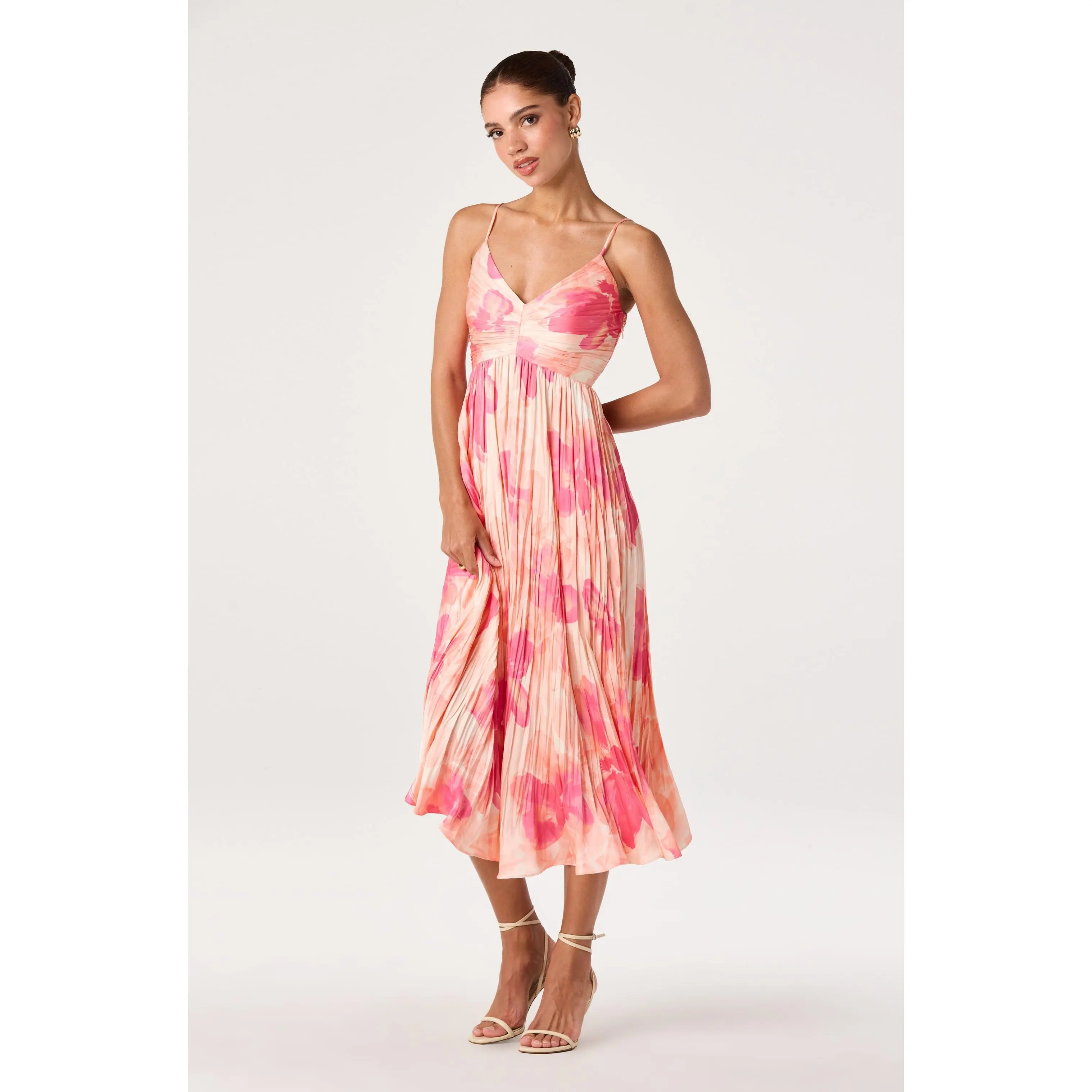 Maeve Floral Pleated Satin Midi Dress - TikTok Shop Maeve Floral Pleated Satin Midi Dress - TikTok Shop