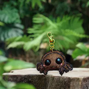 Pocket Critter Webster the Spider Adorable Keychain with Large Eyes and Brown Color Perfect for Bags and Backpacks