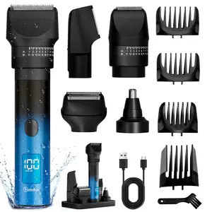 5 in 1 Electric Hair Trimmer, 1 Box Multifunctional Waterproof Hair Clipper with LED Display, USB Rechargeable Hair Trimmer for Men, Cordless Hair Clippers, Hair Trimmer Kit