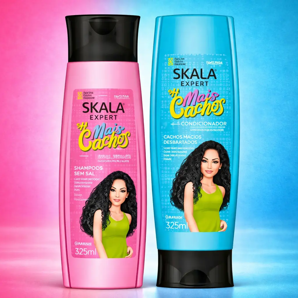 Skala Expert Mais Cachos Shampoo & Conditioner Kit, Gentle Anti-Frizz Repair for Curly & Wavy Hair, Sulfate-Free Vegan Hair Products, 325ml Each, Gentle Hair Care