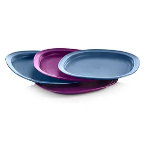 Impressions Microwave Reheatable Luncheon Plates - Dishwasher & Microwave Safe - BPA Free - Reusable, Lightweight, Durable & Great for Kids Oven Plastic Multicolor
