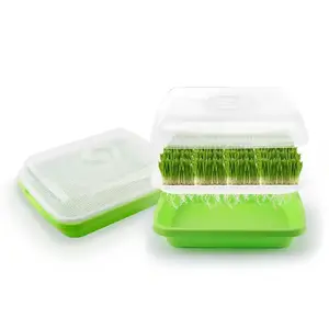 GrowJoy Green Seed Sprouter Trays with Lids, BPA-Free, Soil-Free for Germinating Wheatgrass & Microgreens.