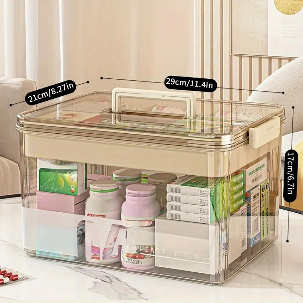 Clear Transparent Medicine Storage Box with Handle, 1/2-Count Large-Capacity Plastic Pill Organizer, Portable Multipurpose Dustproof Storage Box Container Organizer, Household Home Organizer #GLOBAL PICKS