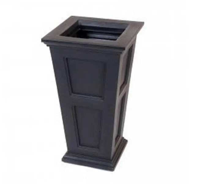 212 MAIN Fairfield Tall Large Planter Flower Pots - Black, Classic Rectangular Pre-Assembled Outdoor Decor Plant Container