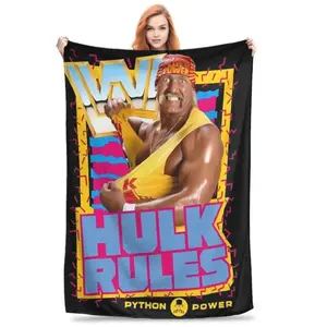 Hulk Hogan American Pro Wrestling Legend Plush Blanket Girls Boys Flannel Bedding Throws Customized Quality Bedspread GiftGift for Fans,“Wrestling Style Blanket – Soft Flannel Throw for Sports Fans, Cozy Gift Idea