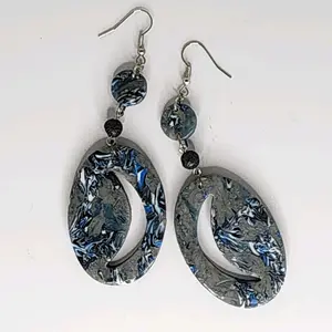 Polymer Clay Fishhook Earrings with Handmade Flat Bead