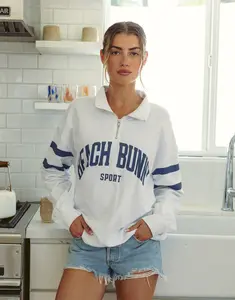Beach Bunny 3/4 Zip Sweatshirt - Whte