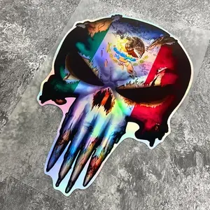 Skull Head Pattern Car Sticker, Car Decals, Creative Laser Waterproof Vinyl Decal, Suitable for Motorcycle Front Fairing Fuel Tank Electric Scooter Car Windows, Premium Skull Stickers