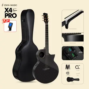 【Enya X4 PRO Acoustic Electric Guitar】41-Inch Full Size Carbon Fiber Cutaway Design, AcousticPlus Pickup System with Built-in Effects & Tuner, Includes Deluxe Hard Case, Leather Strap, Cable  Christmas Gift, TikTokShopHolidayHaul
