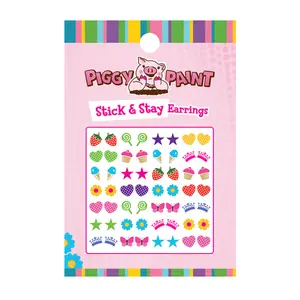 Piggy Paint Stick & Stay Stick-on Earrings for Ears or Nails - Kid-friendly Earring Stickers