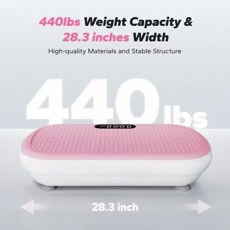 High-power vibration plate fitness machine, supports 440 pounds weight, Bluetooth remote control, 4 exercise modes, home gym fitness equipment