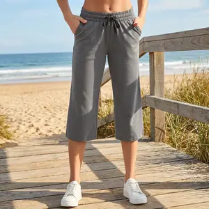 Women's Comfortable Cotton Capri Pants - Wide Leg Yoga Pajama Sweatpants for Sports Lounge Casual Wear Stretchy Breathable Fabric Perfect for Home Workout Relaxation Lightweight Soft Design