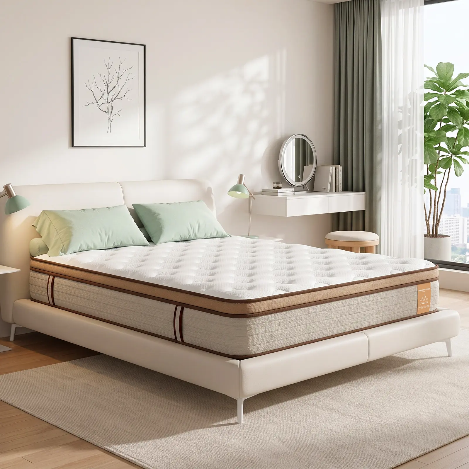 12" White Hybrid Mattress in a Box, Medium Firm Pocket Spring Bed with Cooling Gel Memory Foam, Hotel Quality Cloud Mattress for Motion Isolation & Deep Sleep