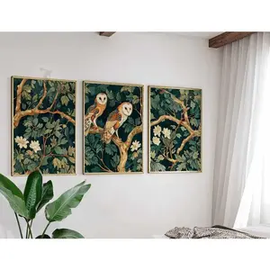 William Morris Owl Prints, Set of 3 William Morris Posters, Vintage Botanical Art, Floral Decor, William Morris Art, Animal Wall Art