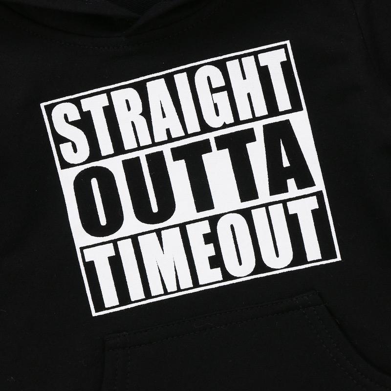 Canrulo Toddler Baby Boys Girls Hoodie Sweatshirt STRAIGHT OUTTA TIMEOUT Letter Pullover Long Sleeve Tee Fall Winter Clothes