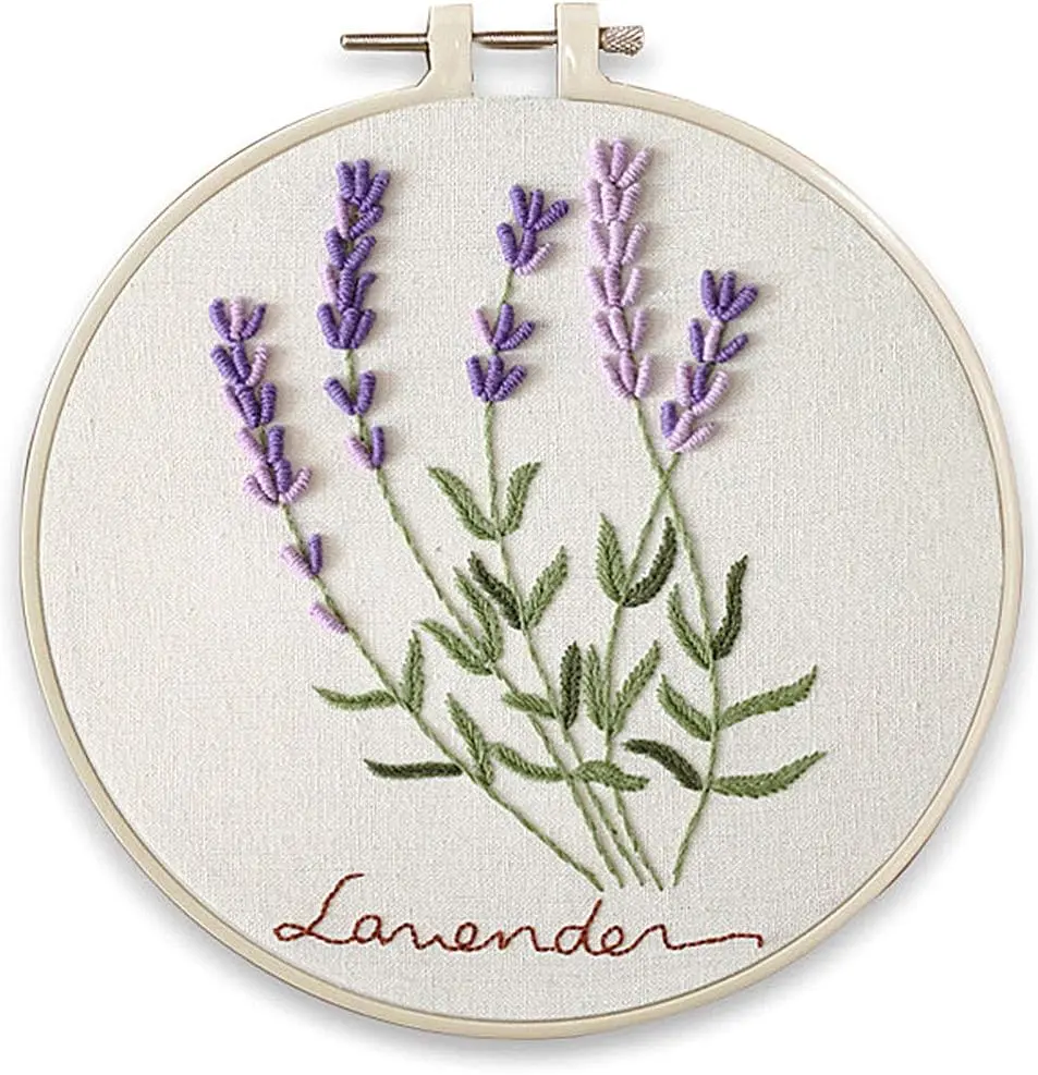 Embroidery Kit, Squirrel Lavender Flowers Garden Awesocrafts Full Range of Embroidery Starter Kits for Beginners Adults Kids DIY Handmade Easy Patterns