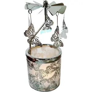 Rotary Candle Holder Spinning  Light Candleholder Carousel Candlestick Holder for Mothers and  Festival  ( Butterfly)