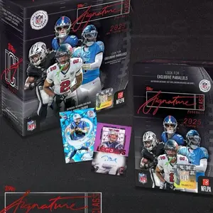 2025 Topps Break #111 NFL PYT Collectible Sports  (9 Total Boxes) - 1 Chrome Mega, 2 Chrome Blaster 1- Chrome Hanger, 1 Signature Class Mega, 4 Signature Class Blaster Boxes, Sports Cards Packs